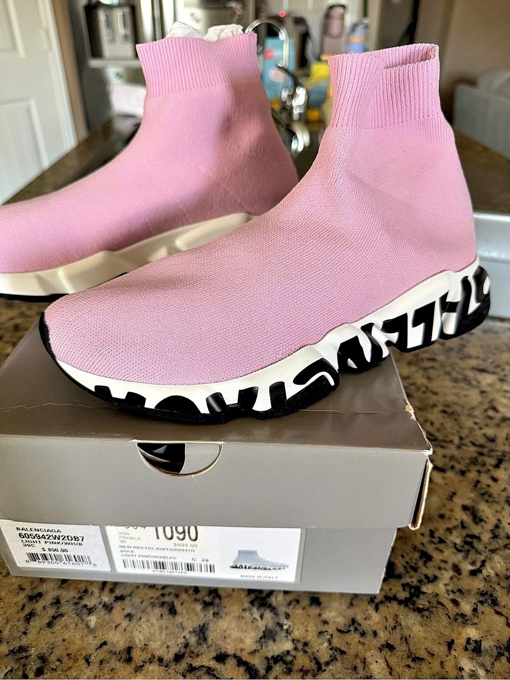 Balenciaga Speed Graffiti Sneaker Pink & White EU 39